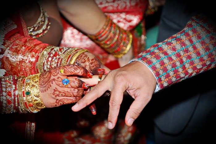 Shilpa Suwal Putting Wedding Ring to Subash Maharjan's Finger