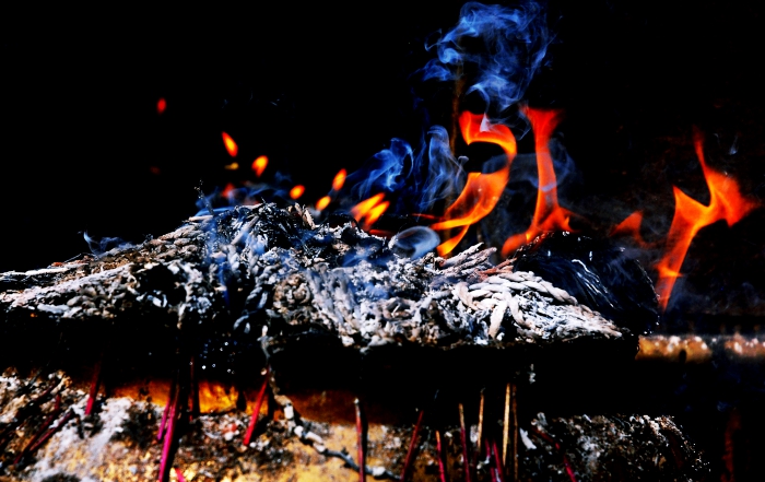 Dhoop Buring Along With Fire in Swayambhu