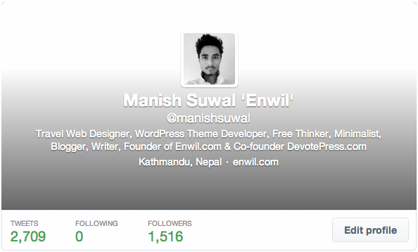 Twitter Profile of Manish Suwal Enwil