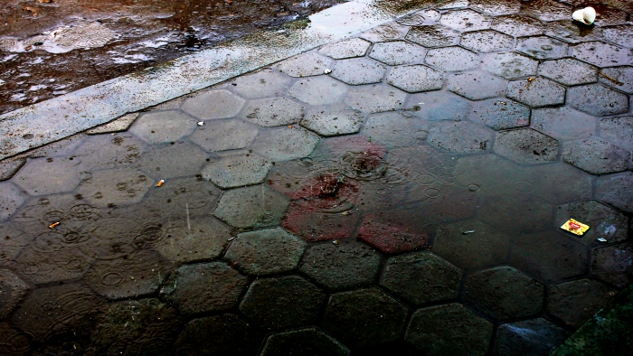 Water Droplets While Raining in Kathmandu Streets