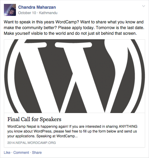 Call For WordCamp Speakers 3